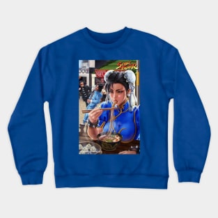 Chun Li eating Ramen Crewneck Sweatshirt